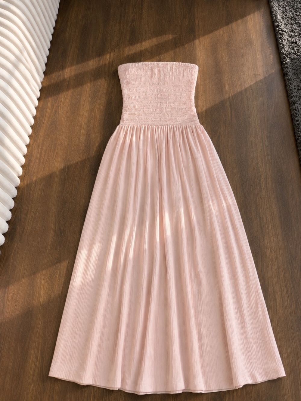 Strapless Smocked Maxi Dress - Light Pink